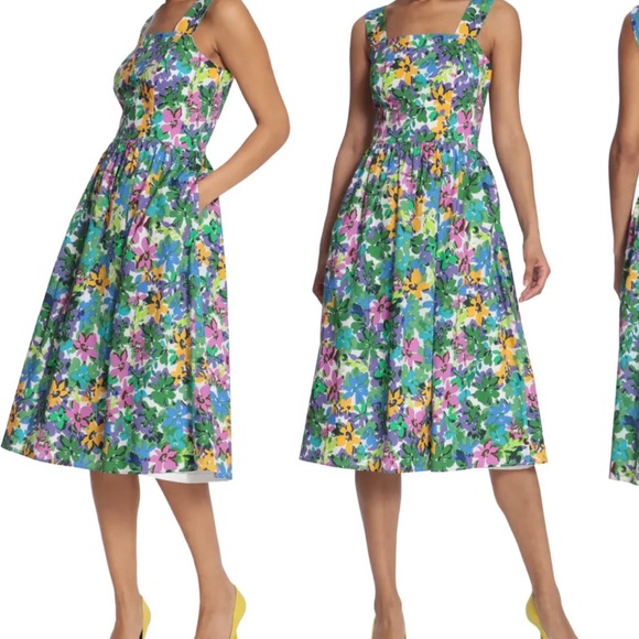 Maggy London  Floral Cotton Poplin Midi Dress - Picture 3 of 8